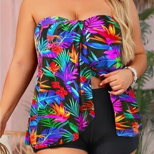 Tropical Print Swimsuit Set 2 pieces- Size 14W